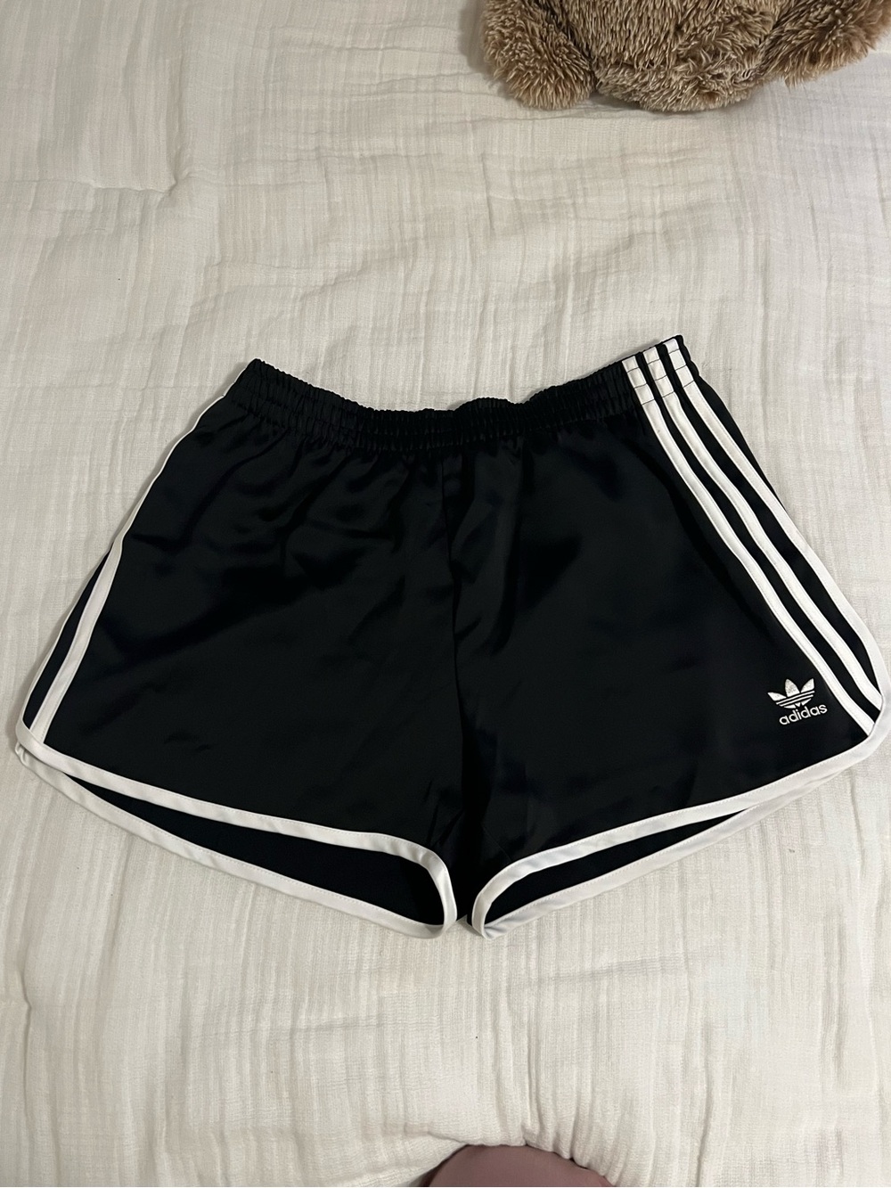 adidas Black Athletic Shorts with White Three-Stripes